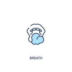 breath concept 2 colored icon. simple line element illustration. outline blue breath symbol. can be used for web and mobile ui/ux.