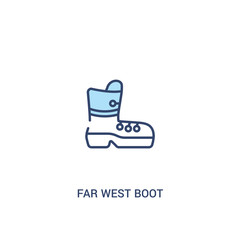 far west boot concept 2 colored icon. simple line element illustration. outline blue far west boot symbol. can be used for web and mobile ui/ux.
