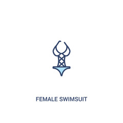 female swimsuit concept 2 colored icon. simple line element illustration. outline blue female swimsuit symbol. can be used for web and mobile ui/ux.