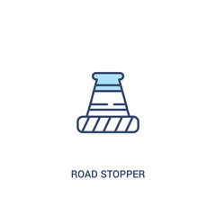 road stopper concept 2 colored icon. simple line element illustration. outline blue road stopper symbol. can be used for web and mobile ui/ux.