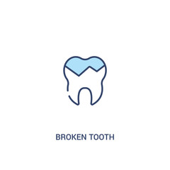 broken tooth concept 2 colored icon. simple line element illustration. outline blue broken tooth symbol. can be used for web and mobile ui/ux.