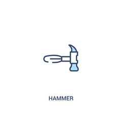 hammer concept 2 colored icon. simple line element illustration. outline blue hammer symbol. can be used for web and mobile ui/ux.