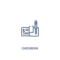 checkbook concept 2 colored icon. simple line element illustration. outline blue checkbook symbol. can be used for web and mobile ui/ux.