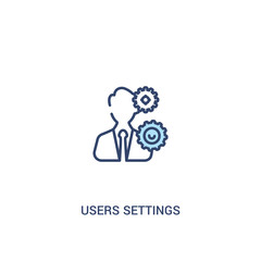 users settings concept 2 colored icon. simple line element illustration. outline blue users settings symbol. can be used for web and mobile ui/ux.