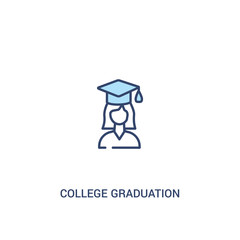 college graduation concept 2 colored icon. simple line element illustration. outline blue college graduation symbol. can be used for web and mobile ui/ux.