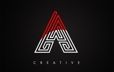 A Letter Red and Black Design Logo. Letter A Icon Logo with Modern Monogram