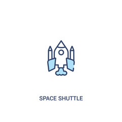 space shuttle concept 2 colored icon. simple line element illustration. outline blue space shuttle symbol. can be used for web and mobile ui/ux.