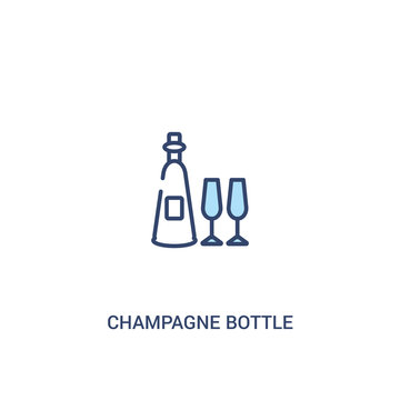 champagne bottle concept 2 colored icon. simple line element illustration. outline blue champagne bottle symbol. can be used for web and mobile ui/ux.