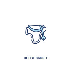 horse saddle concept 2 colored icon. simple line element illustration. outline blue horse saddle symbol. can be used for web and mobile ui/ux.
