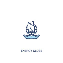 energy globe concept 2 colored icon. simple line element illustration. outline blue energy globe symbol. can be used for web and mobile ui/ux.