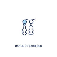 dangling earrings concept 2 colored icon. simple line element illustration. outline blue dangling earrings symbol. can be used for web and mobile ui/ux.