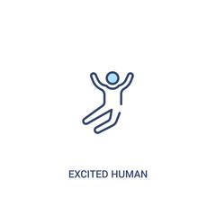 excited human concept 2 colored icon. simple line element illustration. outline blue excited human symbol. can be used for web and mobile ui/ux.