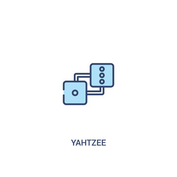 yahtzee concept 2 colored icon. simple line element illustration. outline blue yahtzee symbol. can be used for web and mobile ui/ux.