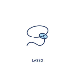 lasso concept 2 colored icon. simple line element illustration. outline blue lasso symbol. can be used for web and mobile ui/ux.