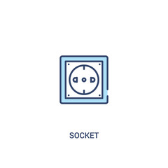 socket concept 2 colored icon. simple line element illustration. outline blue socket symbol. can be used for web and mobile ui/ux.