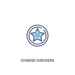 chinese checkers concept 2 colored icon. simple line element illustration. outline blue chinese checkers symbol. can be used for web and mobile ui/ux.