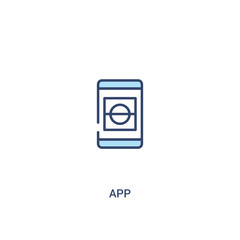 app concept 2 colored icon. simple line element illustration. outline blue app symbol. can be used for web and mobile ui/ux.