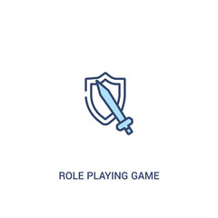 role playing game concept 2 colored icon. simple line element illustration. outline blue role playing game symbol. can be used for web and mobile ui/ux.