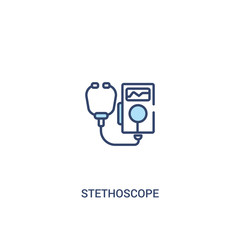 stethoscope concept 2 colored icon. simple line element illustration. outline blue stethoscope symbol. can be used for web and mobile ui/ux.