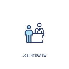 job interview concept 2 colored icon. simple line element illustration. outline blue job interview symbol. can be used for web and mobile ui/ux.