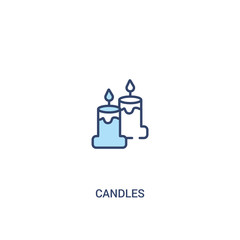 candles concept 2 colored icon. simple line element illustration. outline blue candles symbol. can be used for web and mobile ui/ux.