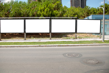 advertising board on asphalt road