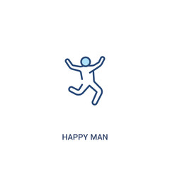 Fototapeta na wymiar happy man concept 2 colored icon. simple line element illustration. outline blue happy man symbol. can be used for web and mobile ui/ux.