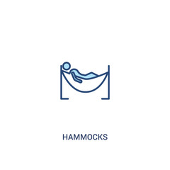 hammocks concept 2 colored icon. simple line element illustration. outline blue hammocks symbol. can be used for web and mobile ui/ux.