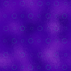 Violet background with foil texture and abstract flowers.