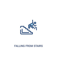 falling from stairs concept 2 colored icon. simple line element illustration. outline blue falling from stairs symbol. can be used for web and mobile ui/ux.