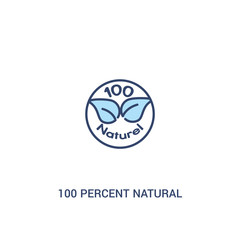 100 percent natural concept 2 colored icon. simple line element illustration. outline blue 100 percent natural symbol. can be used for web and mobile ui/ux.
