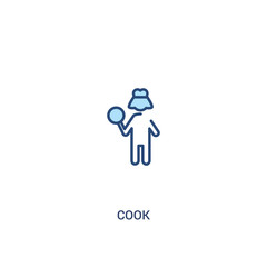cook concept 2 colored icon. simple line element illustration. outline blue cook symbol. can be used for web and mobile ui/ux.