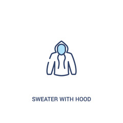 sweater with hood and pocket concept 2 colored icon. simple line element illustration. outline blue sweater with hood and pocket symbol. can be used for web and mobile ui/ux.