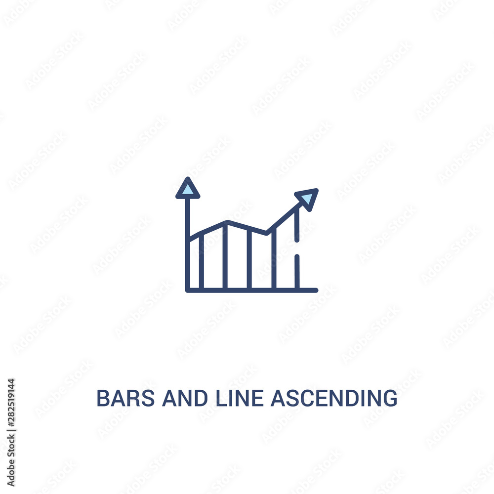 Poster bars and line ascending of data analytics concept 2 colored icon. simple line element illustration. 