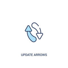 update arrows concept 2 colored icon. simple line element illustration. outline blue update arrows symbol. can be used for web and mobile ui/ux.