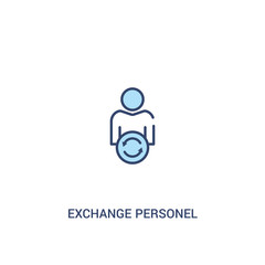Fototapeta na wymiar exchange personel concept 2 colored icon. simple line element illustration. outline blue exchange personel symbol. can be used for web and mobile ui/ux.