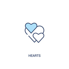 hearts concept 2 colored icon. simple line element illustration. outline blue hearts symbol. can be used for web and mobile ui/ux.