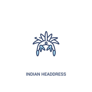 indian headdress concept 2 colored icon. simple line element illustration. outline blue indian headdress symbol. can be used for web and mobile ui/ux.