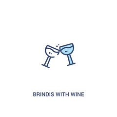 brindis with wine glasses concept 2 colored icon. simple line element illustration. outline blue brindis with wine glasses symbol. can be used for web and mobile ui/ux.