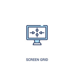 screen grid concept 2 colored icon. simple line element illustration. outline blue screen grid symbol. can be used for web and mobile ui/ux.