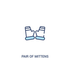 pair of mittens concept 2 colored icon. simple line element illustration. outline blue pair of mittens symbol. can be used for web and mobile ui/ux.