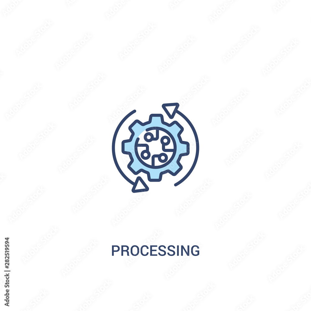 Poster processing concept 2 colored icon. simple line element illustration. outline blue processing symbol.