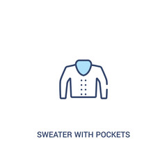 sweater with pockets concept 2 colored icon. simple line element illustration. outline blue sweater with pockets symbol. can be used for web and mobile ui/ux.