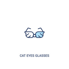 cat eyes glasses concept 2 colored icon. simple line element illustration. outline blue cat eyes glasses symbol. can be used for web and mobile ui/ux.