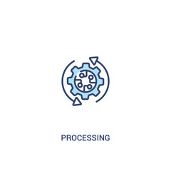 processing concept 2 colored icon. simple line element illustration. outline blue processing symbol. can be used for web and mobile ui/ux.