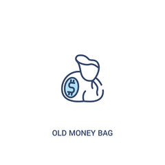 old money bag concept 2 colored icon. simple line element illustration. outline blue old money bag symbol. can be used for web and mobile ui/ux.