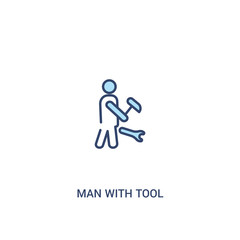 man with tool concept 2 colored icon. simple line element illustration. outline blue man with tool symbol. can be used for web and mobile ui/ux.