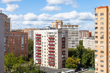 residential district with high-rise houses in city