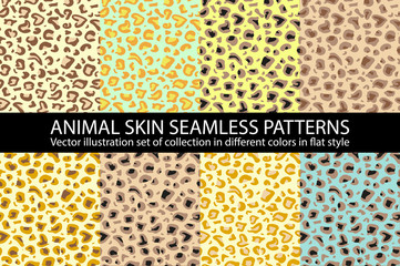 set natural animal skin Seamless Pattern vector texture eps 10 illustration Leopard repeating background