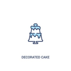 decorated cake concept 2 colored icon. simple line element illustration. outline blue decorated cake symbol. can be used for web and mobile ui/ux.